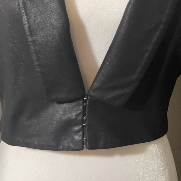 Crop Bolero Leather Jacket w/ Knit - Picture 4 of 8